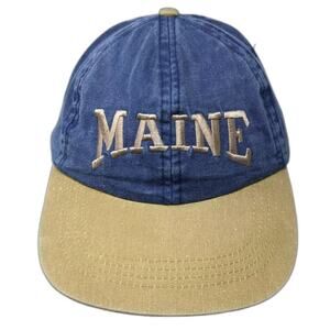 Mountain Tops Baseball Cap Blue Beige OS Hat Embroidered Maine Adjustable Cotton